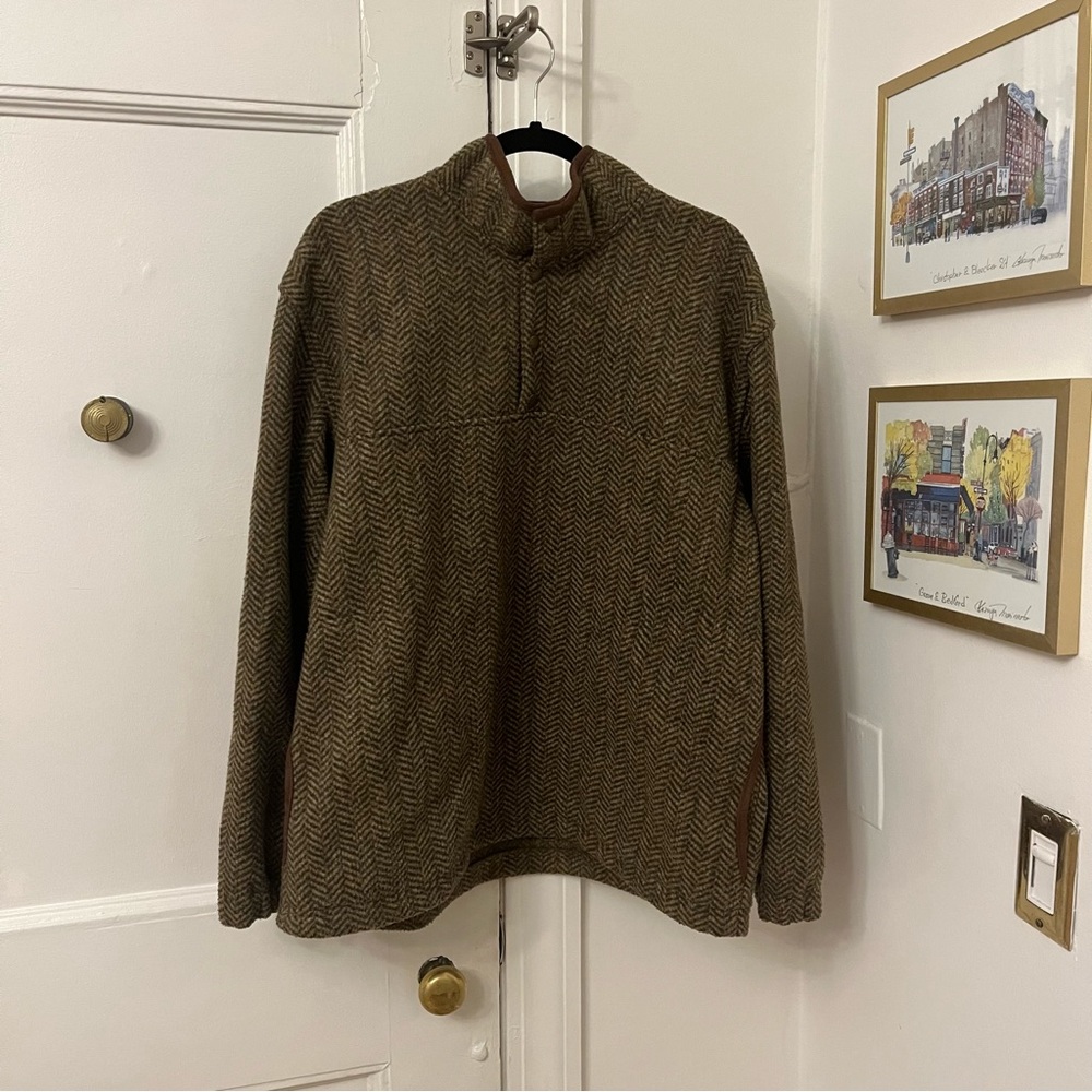 Orvis Houndstooth Fleece Button Snap Jacket - L